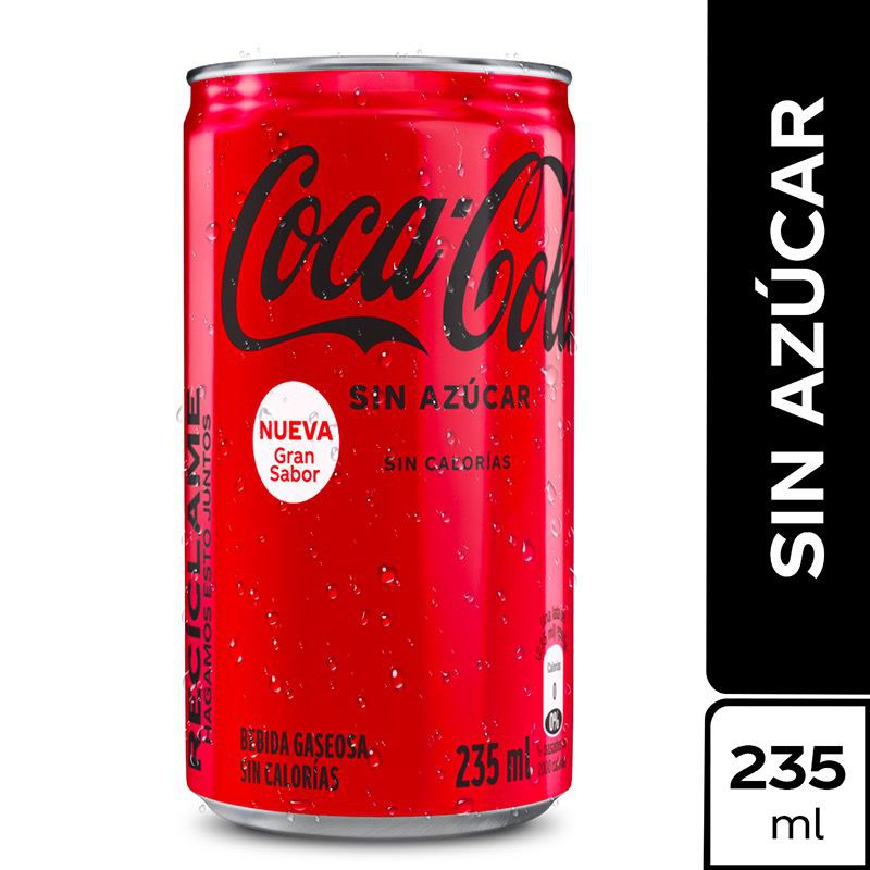 Coca cola sin azucar lata 235 ml